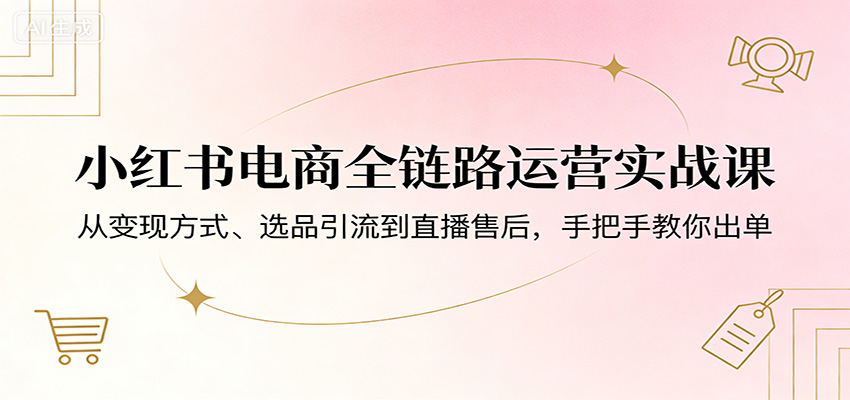 小红书电商全链路运营实战课：从变现方式、选品引流到直播售后，手把手教你出单-冒泡网