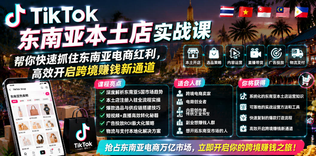 2cfc2ae5576531c0853ec18ebc04b34f.jpeg TikTok东南亚本土店实战课,帮你快速抓住东南亚电商红利,高效开启跨境賺钱新通道