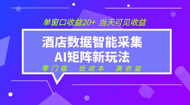 2026酒店数据采集ai智能矩阵新风口  低成本   高收益   当天见收益   单窗口20+-冒泡网
