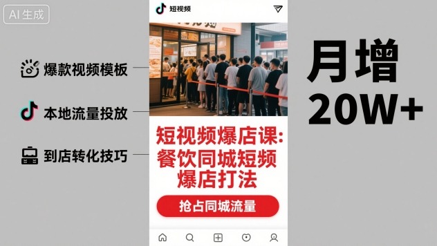 短视频爆店课，餐饮同城短视频爆店打法-冒泡网