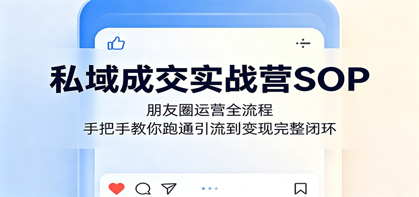 私域成交实战营SOP:朋友圈运营全流程,手把手教你跑通引流到变现完整闭环-冒泡网