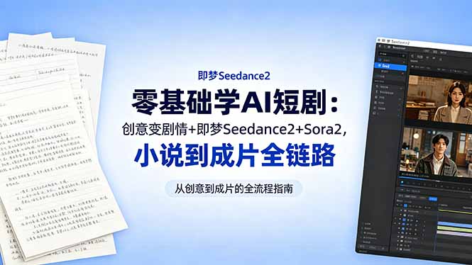 30713d06c798fdf9541a659b60f176f3.jpeg 零基础学AI短剧:创意变剧情+即梦Seedance2+Sora2,小说到成片全链路