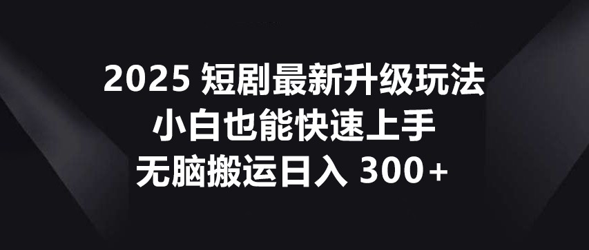 2025短剧最新升级玩法，小白也能快速上手，无脑搬运日入300+-冒泡网