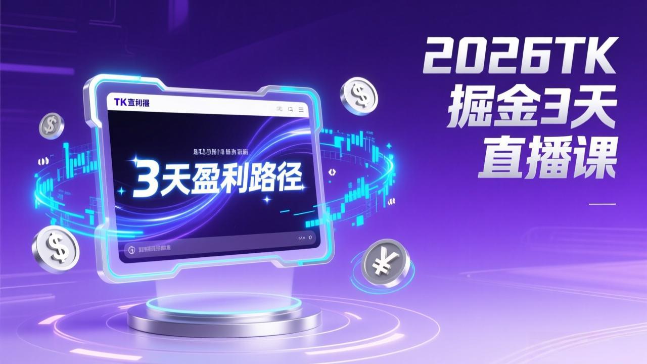 2026TK掘金直播课，起号涨粉+直播带货+商单变现+3天打通盈利路径，月入过万美金-冒泡网