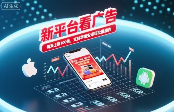 新台看广告，养好机一条5毛到5块，单机日入30到100，支持苹果安卓，可批量操作。-冒泡网