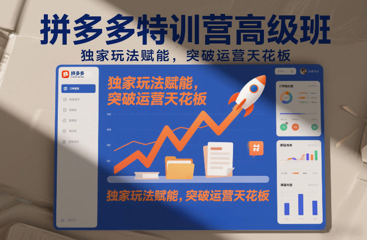 拼多多特训营高阶班，独家玩法赋能，突破运营天花板(更新26年4月24日)-冒泡网