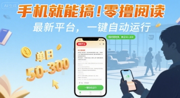 手机就能搞！零撸阅读挂G，最新平台，一键自动运行，随时随地挣，单日50-3张+【揭秘】-冒泡网