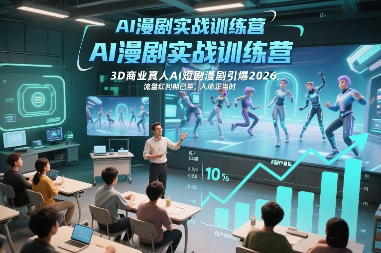 AI漫剧实战训练营，3D商业真人AI短剧漫剧引爆2026，流量红利期已至，入场正当时-冒泡网
