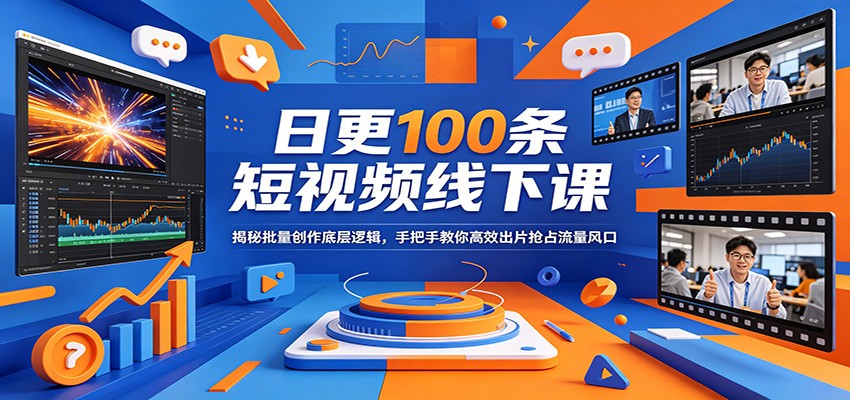 日更100条短视频线下课：揭秘批量创作底层逻辑，手把手教你高效出片抢占流量风口-冒泡网