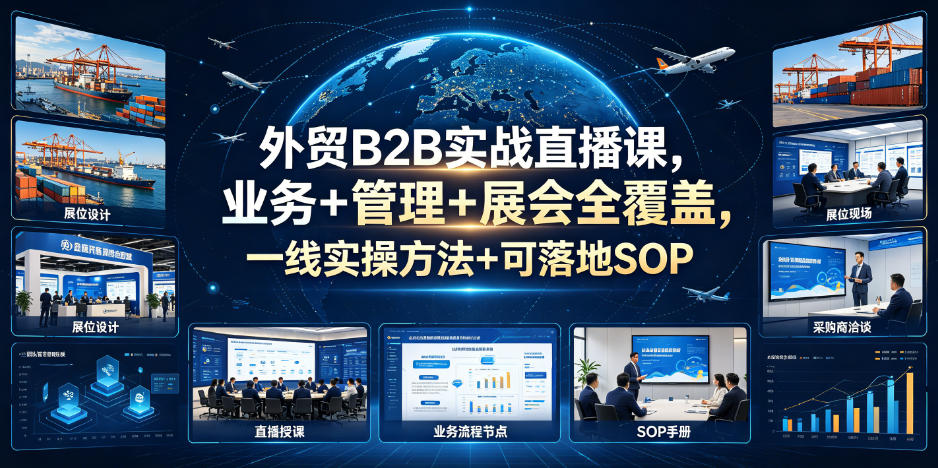 外贸B2B实战直播课，业务+管理+展会全覆盖，一线实操方法+可落地SOP-冒泡网