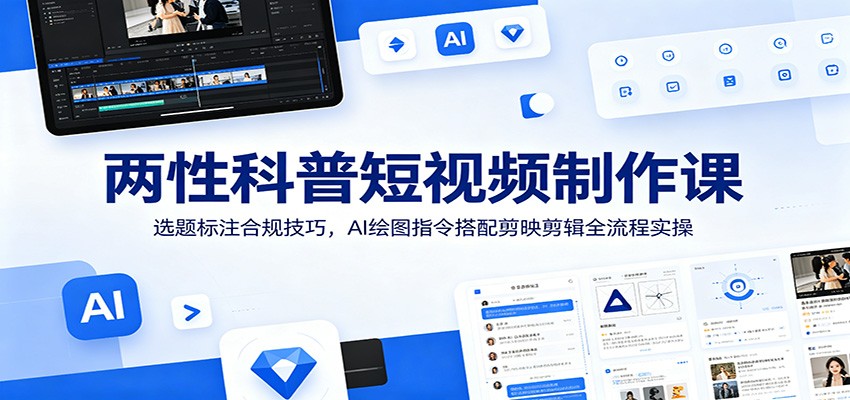 两性科普短视频制作课：选题标注合规技巧，AI绘图指令搭配剪映剪辑全流程实操-蜗牛学社