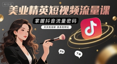 美业精英短视频流量课，掌握抖音流量密码，天天有询单，条条有转化-冒泡网