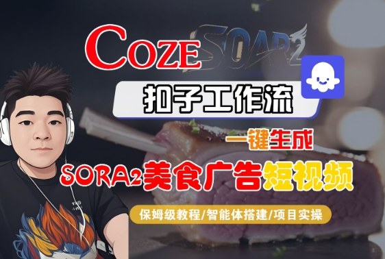 Coze扣子智能体工作流一键生成“SORA2美食广告“短视频，全流程保姆级教学-冒泡网