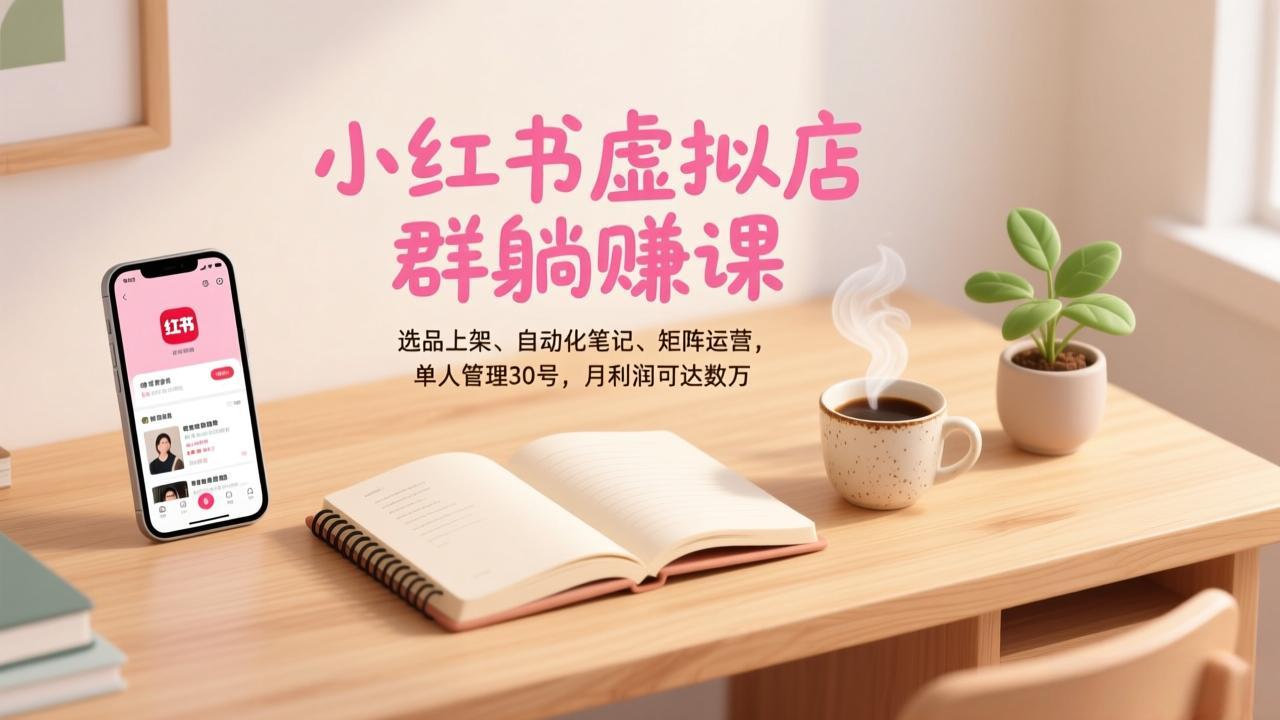 35d5bbc26d3adbb1efccb73a75afdbb9.jpeg 小红书虚拟店群躺赚课,选品上架、自动化笔记、矩阵运营,单人管理30号,月利润可达数万