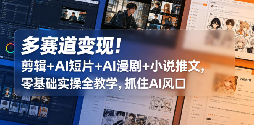 36594893ef78032ba1b4bb61d811f772.jpeg 多赛道变现!剪辑+AI短片+AI漫剧+小说推文,零基础实操全教学,抓住AI风口