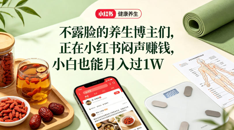 小红书健康养生科普图文赛道，不露脸的养生博主们，正在小红书闷声賺钱，小白也能月入过1W-冒泡网