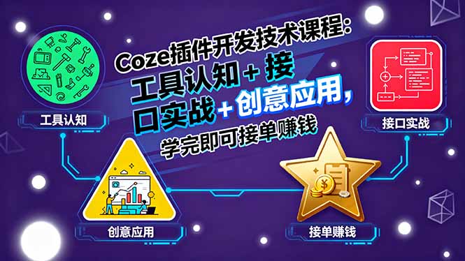 Coze插件开发技术课程：工具认知+接口实战+创意应用，学完即可接单赚钱-冒泡网