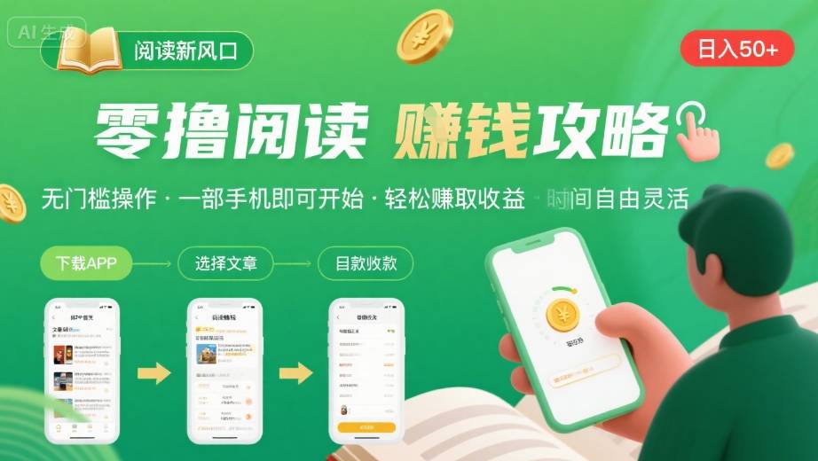 零撸阅读新风口，无门槛轻松挣，一部手机，日入 50-3张【揭秘】-冒泡网