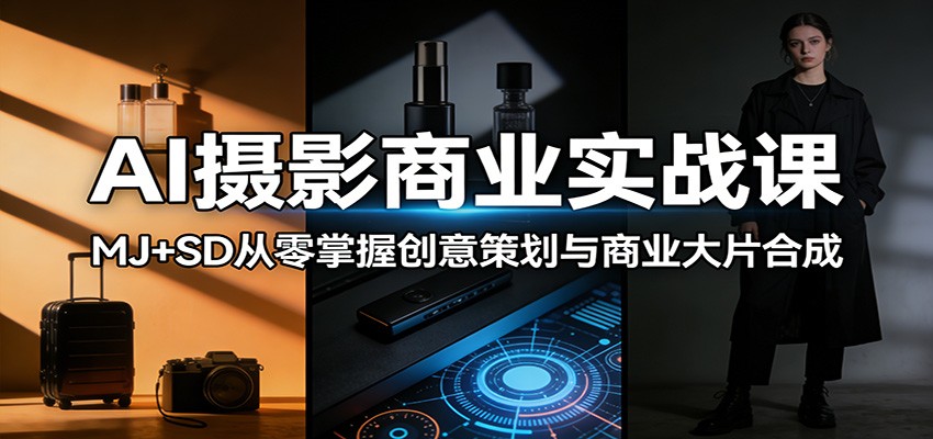 AI摄影商业实战课：MJ+SD从零掌握创意策划与商业大片合成-冒泡网
