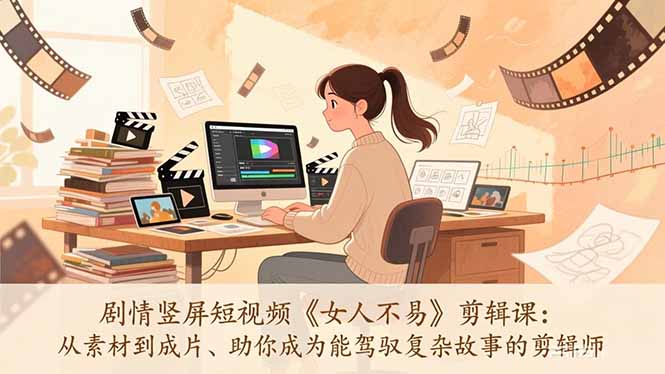 剧情竖屏短视频《女人不易》剪辑课：从素材到成片、助你成为能驾驭复杂故事的剪辑师-冒泡网