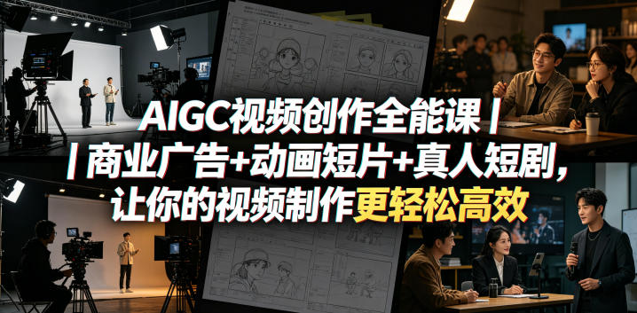 AIGC视频创作全能课｜商业广告+动画短片+真人短剧，让你的视频制作更轻松高效-冒泡网