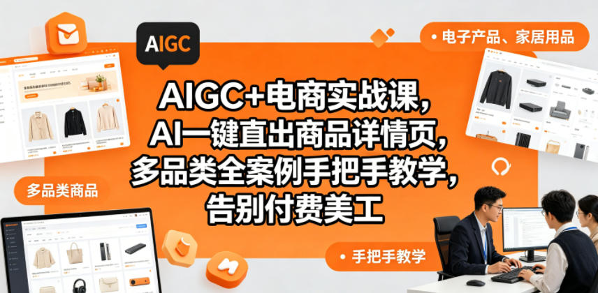 AIGC+电商实战课，AI一键直出商品详情页，多品类全案例手把手教学，告别付费美工(更新)-冒泡网