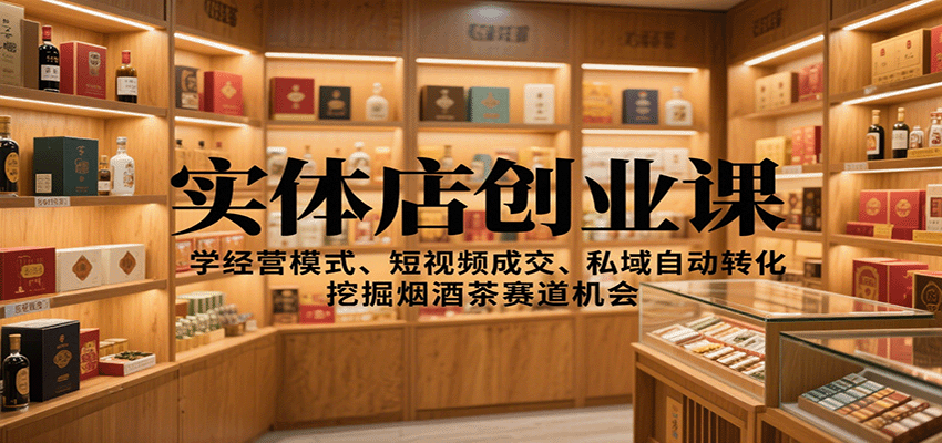 实体店创业课：学经营模式、短视频成交、私域自动转化，挖掘烟酒茶赛道机会-冒泡网