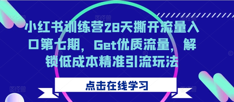 小红书训练营28天撕开流量入口第七期，Get优质流量，解锁低成本精准引流玩法-冒泡网