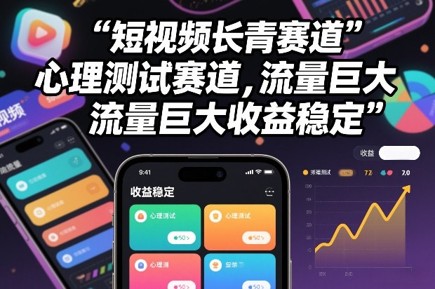 短视频长青赛道，心里测试赛道，流量巨大，收益稳定-冒泡网