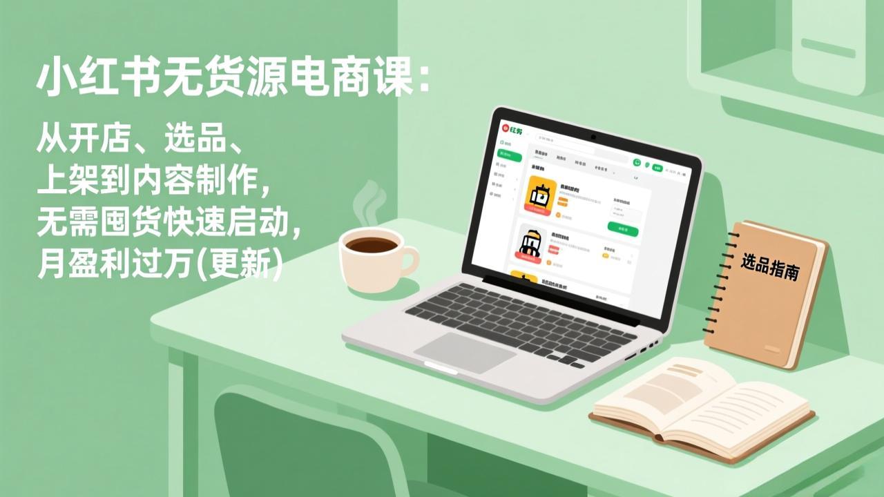 小红书无货源电商课：从开店、选品、上架到内容制作，无需囤货快速启动，月盈利过万(更新-冒泡网
