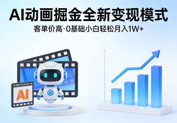 AI动画掘金全新变现模式，客单价高，0基础小白也能轻松月入1W+-冒泡网