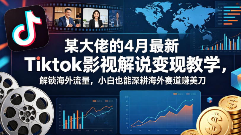 某大佬的4月最新Tiktok影视解说变现教学，解锁海外流量，小白也能深耕海外赛道賺美刀-冒泡网