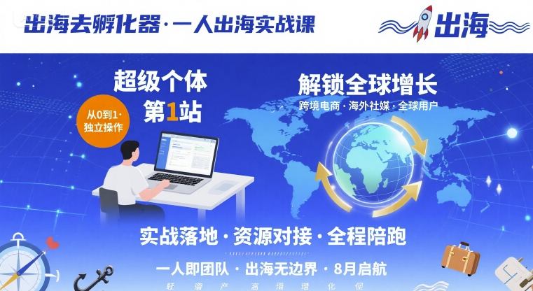 出海去孵化器，一人出海实战课，​超级个体第1站，解锁全球增长-冒泡网