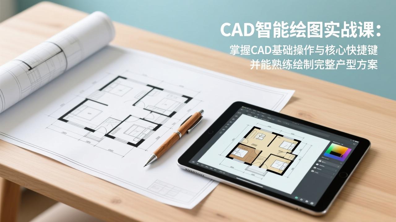 CAD智能绘图实战课：掌握CAD基础操作与核心快捷键，并能熟练绘制完整户型方案-冒泡网