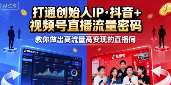 25年直播9-10两期线下课，打通创始人IP，抖音+视频号直播流量密码，教你做出高流量高变现的直播间-冒泡网