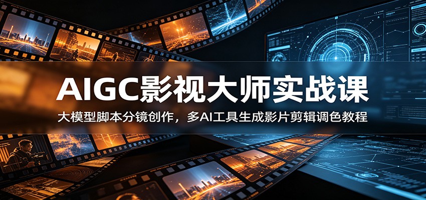 AIGC影视大师实战课：大模型脚本分镜创作，多AI工具生成影片剪辑调色教程-冒泡网