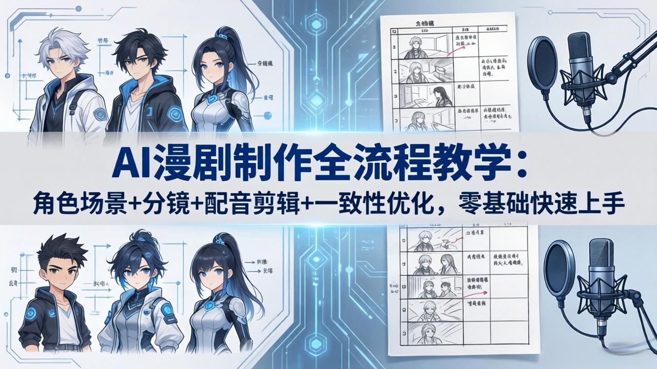 AI漫剧制作全流程教学：角色场景+分镜+配音剪辑+一致性优化，零基础快速上手-冒泡网