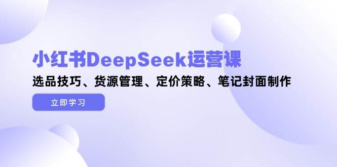 小红书DeepSeek运营课，选品技巧、货源管理、定价策略、笔记封面制作-冒泡网