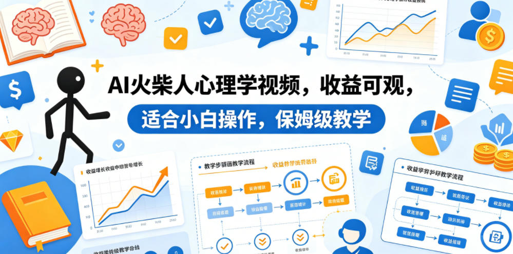 AI火柴人心理学视频，收益可观，适合小白操作，保姆级教学-冒泡网