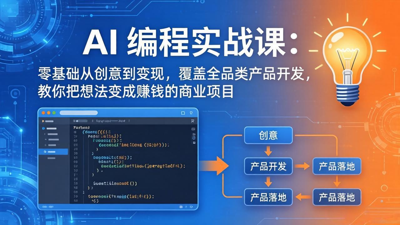 AI编程实战课-第三期-5月3更新：零基础从创意到变现，覆盖全品类产品开发，把想法变成赚钱项目-冒泡网