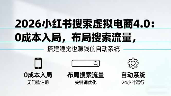 2026小红书搜索虚拟电商4.0：0成本入局，布局搜索流量，搭建睡觉也赚钱的自动系统-冒泡网