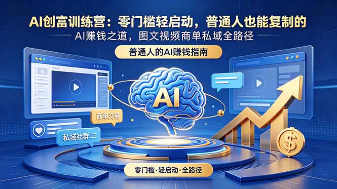 AI创富训练营：零门槛轻启动，普通人也能复制的AI赚钱之道，图文视频商单私域全路径-冒泡网