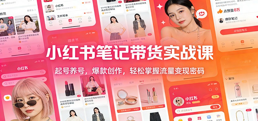小红书笔记带货实战课：起号养号，爆款创作，轻松掌握流量变现密码-冒泡网