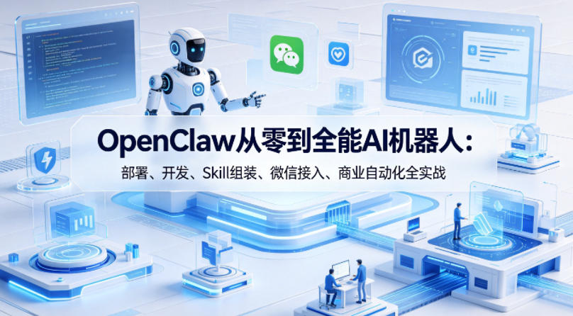 OpenClaw从零到全能AI机器人：部署、开发、Skill组装、微信接入、商业自动化全实战-冒泡网