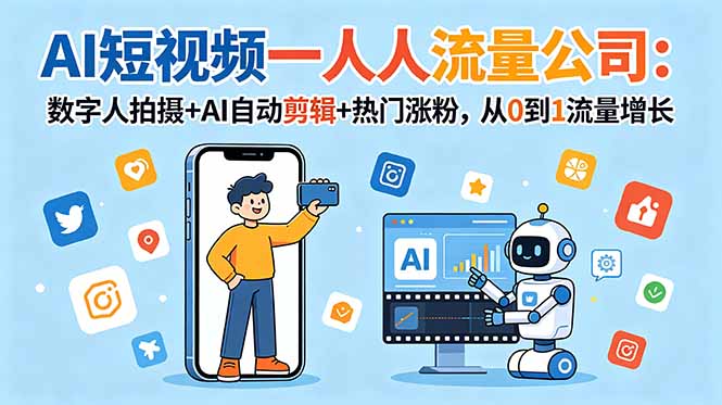 4404234f91036a69e051d18dce8cce4a.jpeg AI短视频一人流量公司:数字人拍摄+AI自动剪辑+热门涨粉,从0到1流量增长