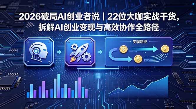 445cd9d305f384b62256aac73c7c4c31.jpeg 2026 破局 AI 创业者说|22 位大咖实战干货,拆解 AI 创业变现与高效协作全路径