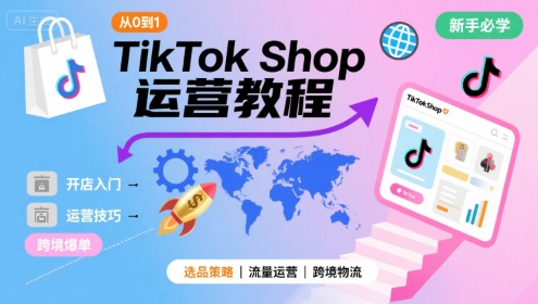 TikTok Shop从0到1运营教程，TikTok跨境电商新手必学课程-冒泡网