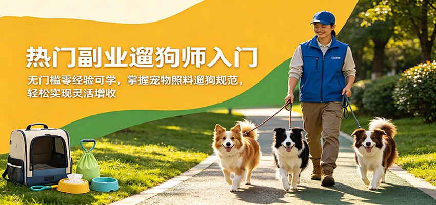 热门副业遛狗师入门，无门槛零经验可学，掌握宠物照料遛狗规范，轻松实现灵活增收-冒泡网