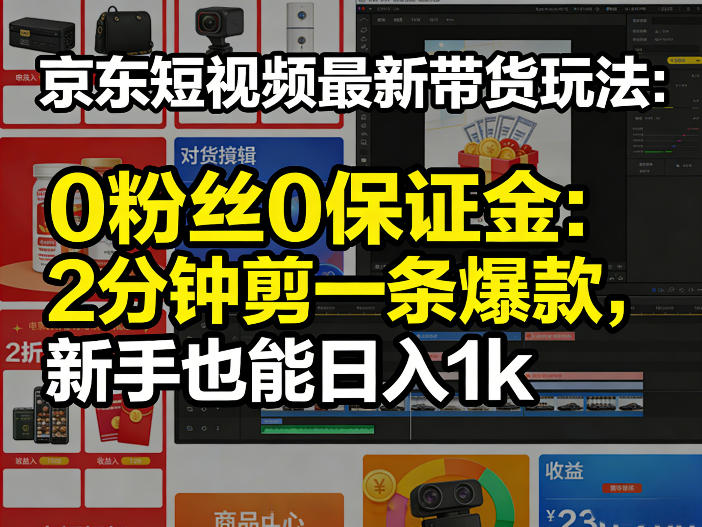 京东短视频最新带货玩法，0粉丝0保证金，2分钟剪一条爆款，新手也能日入1k+【揭秘】-冒泡网