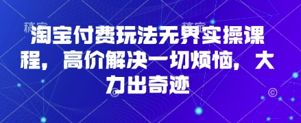 淘宝付费玩法无界实操课程，高价解决一切烦恼，大力出奇迹-冒泡网